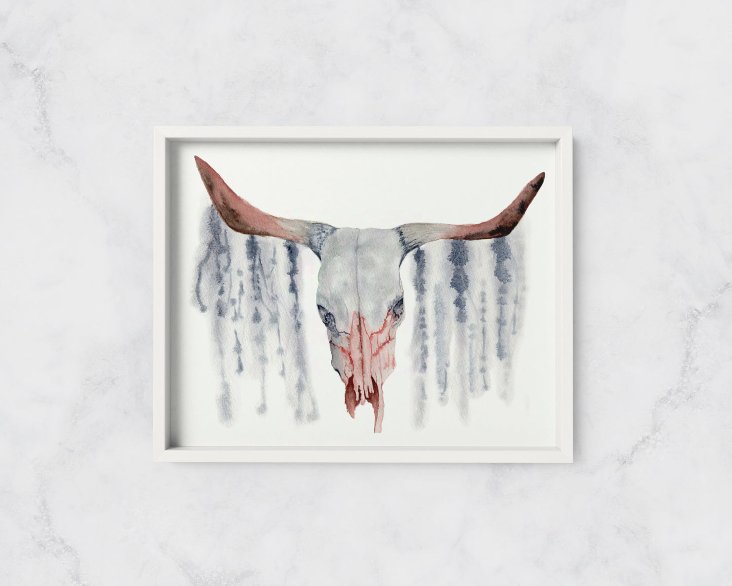 Cow Skull in Watercolour Art Print