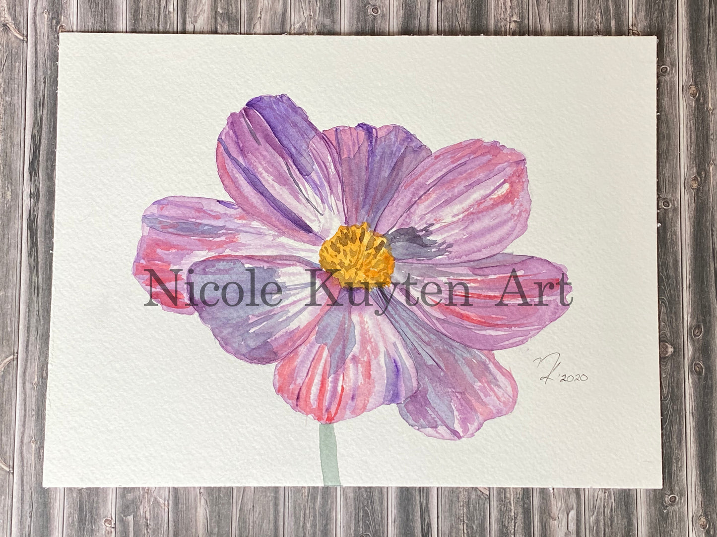 Purple Dahlia Original Watercolour Painting