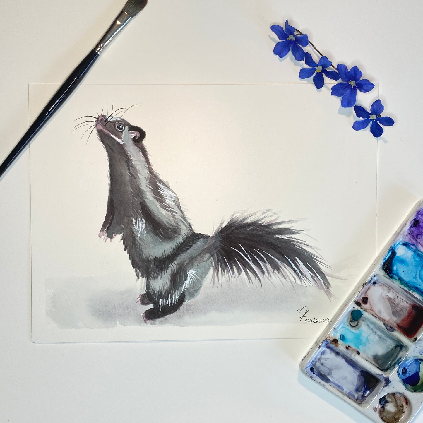 Skunk Original Watercolour Painting